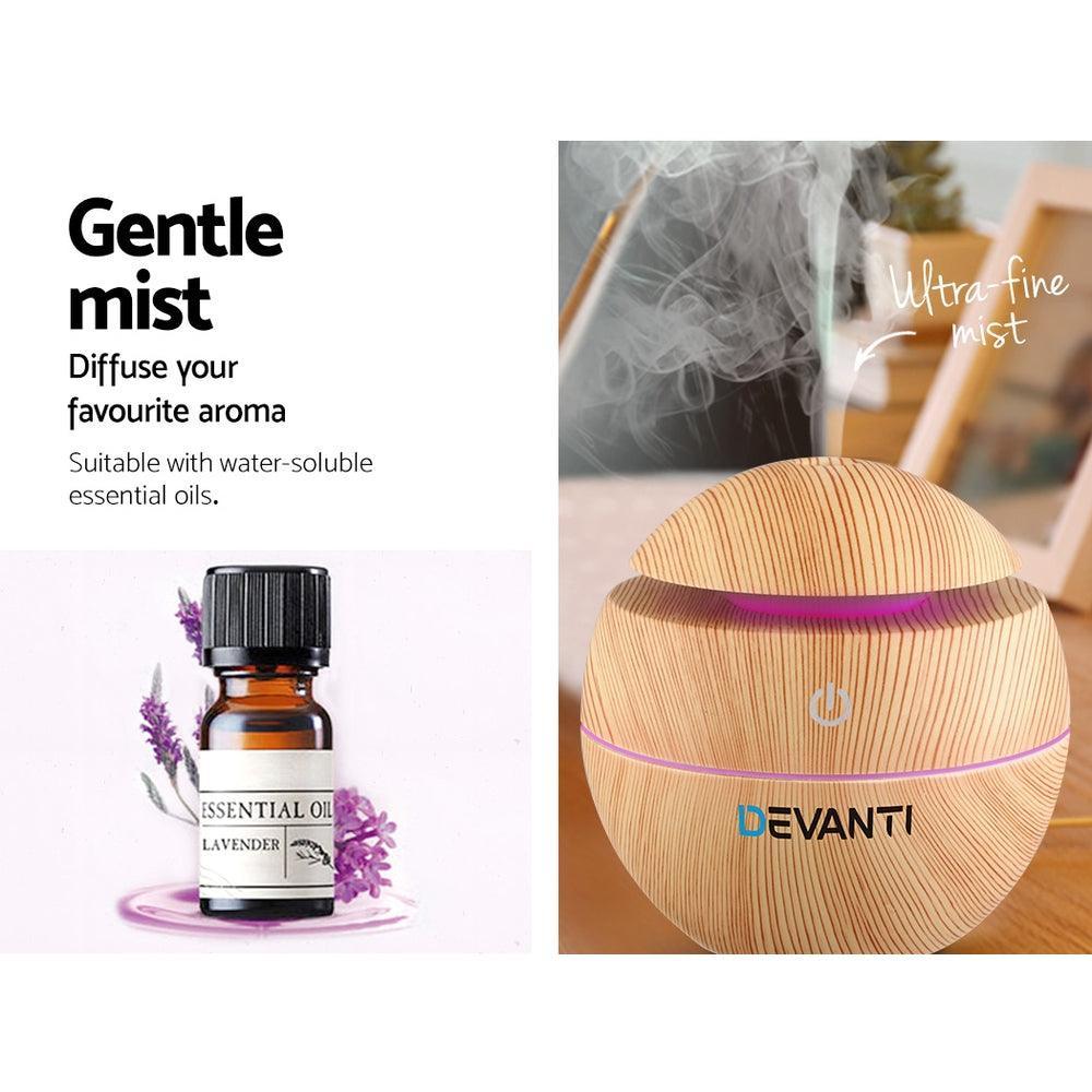 Devanti Aromatherapy Diffuser Aroma Essential Oils Air Humidifier LED Light 130ml - John Cootes