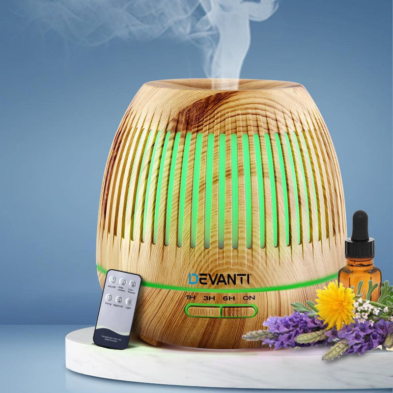 Devanti Aromatherapy Diffuser Aroma Essential Oils Air Humidifier LED Light 400ml - John Cootes