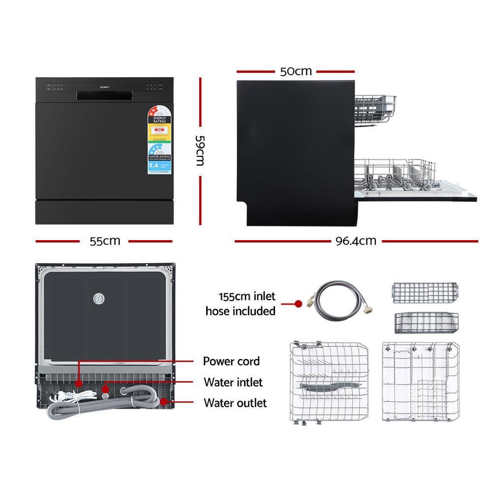 Devanti Benchtop Dishwasher Counter Bench Top Freestanding Dish Washer 8 Place - John Cootes