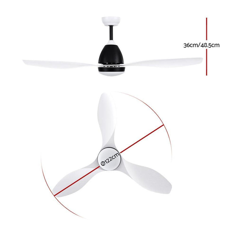 Devanti Ceiling Fan Light Remote Control Ceiling Fans White 48'' 3 Blades - John Cootes