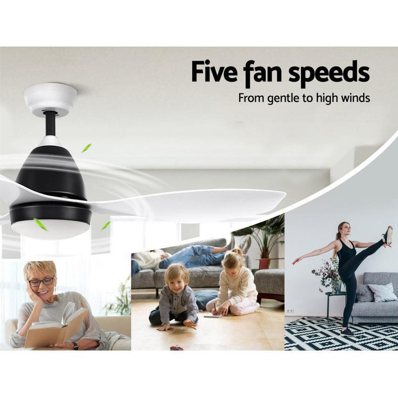 Devanti Ceiling Fan Light Remote Control Ceiling Fans White 48'' 3 Blades - John Cootes