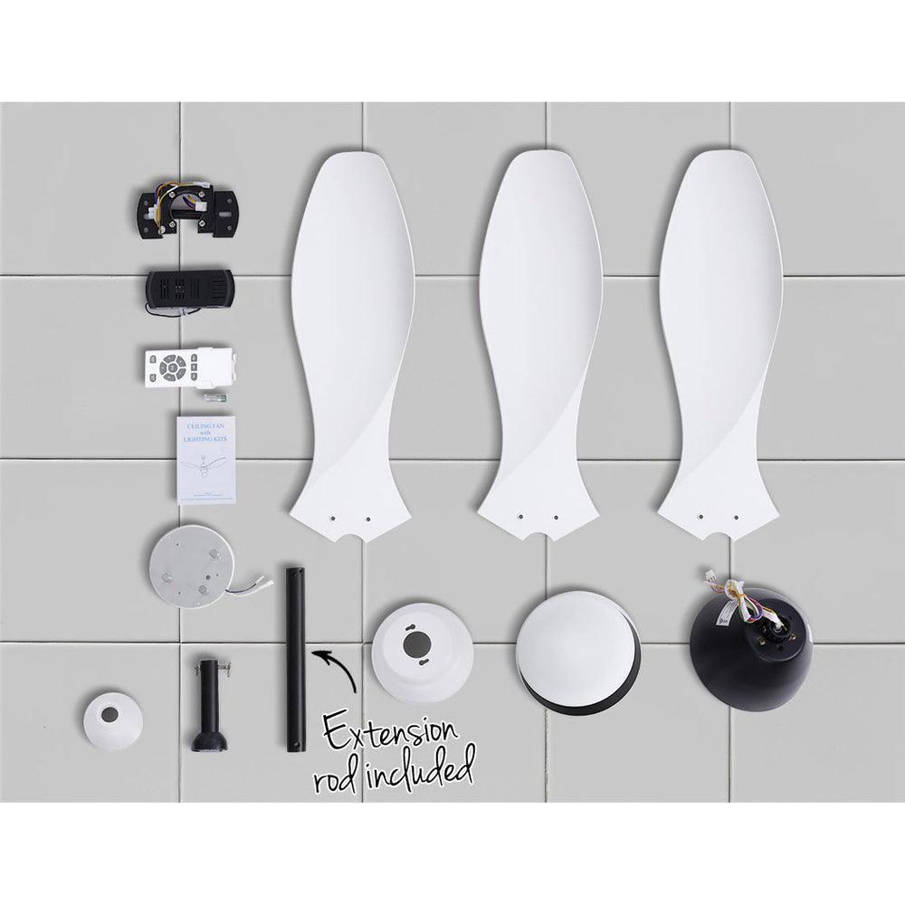 Devanti Ceiling Fan Light Remote Control Ceiling Fans White 48'' 3 Blades - John Cootes