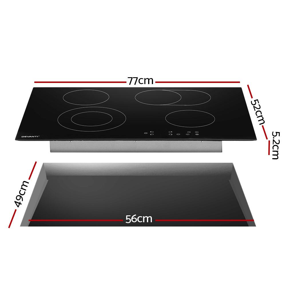 Devanti Ceramic Cooktop 77cm Electric Cooker 4 6 Burner Stove Hob Touch Control - John Cootes