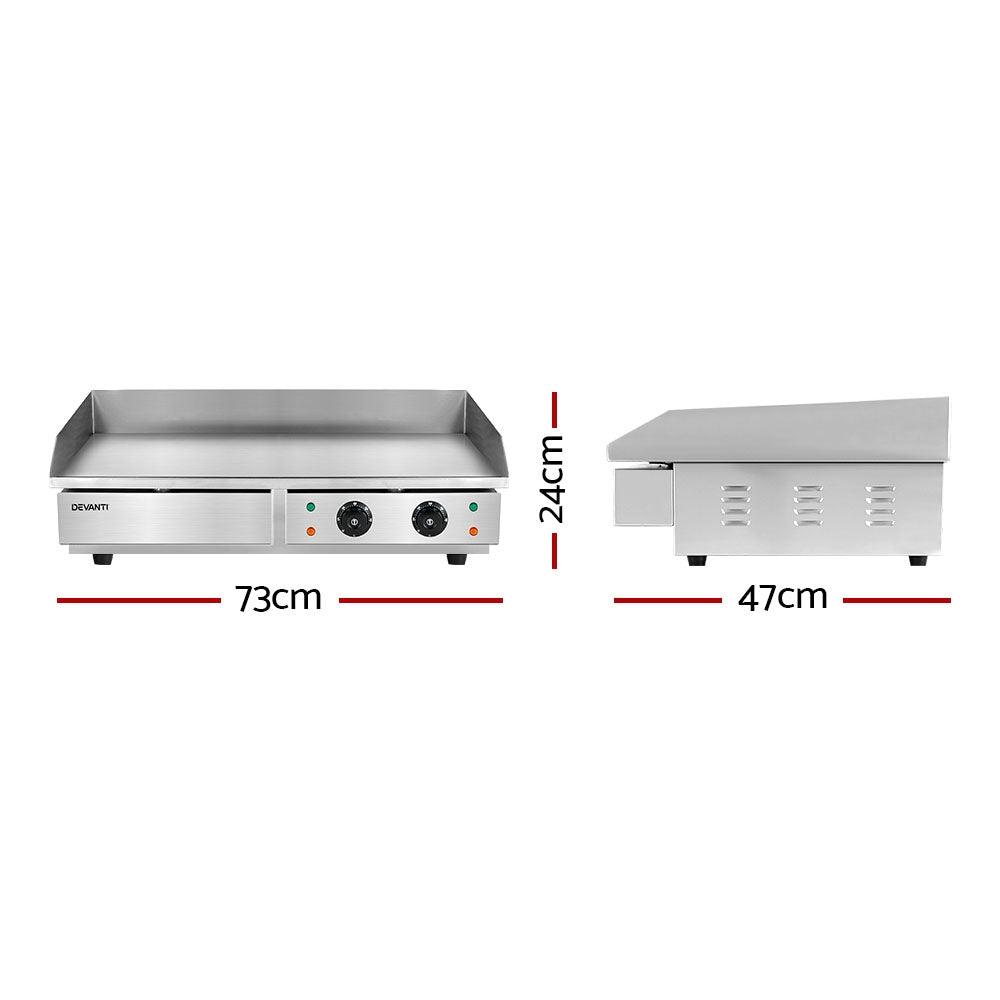 Devanti Commercial Electric Griddle BBQ Grill Hot Plate Stainless Steel 4400W - John Cootes