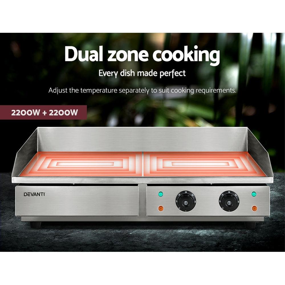 Devanti Commercial Electric Griddle BBQ Grill Hot Plate Stainless Steel 4400W - John Cootes