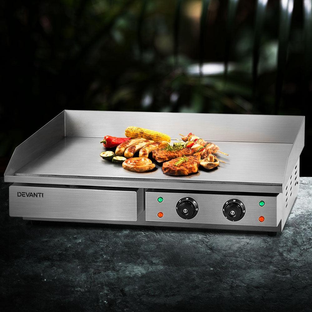 Devanti Commercial Electric Griddle BBQ Grill Hot Plate Stainless Steel 4400W - John Cootes