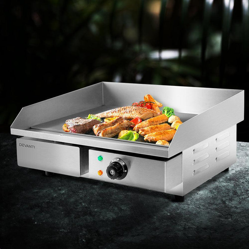 Devanti Commercial Electric Griddle BBQ Grill Pan Hot Plate Stainless Steel - John Cootes