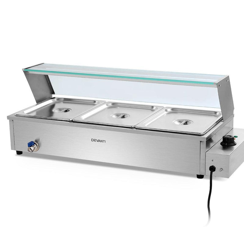 Devanti Commercial Food Warmer Bain Marie Electric Buffet Pan Stainless Steel - John Cootes