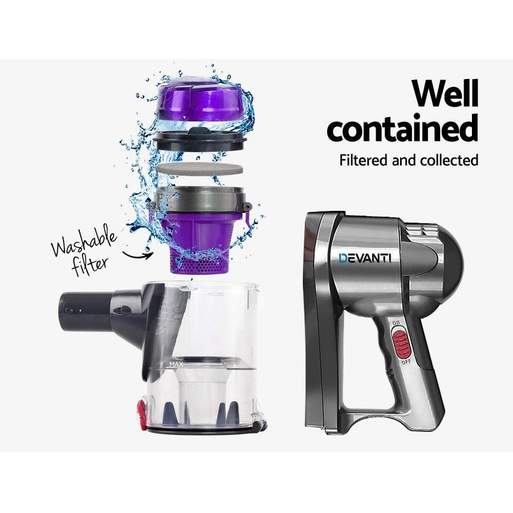 Devanti Corded Handheld Bagless Vacuum Cleaner - Purple and Silver - John Cootes