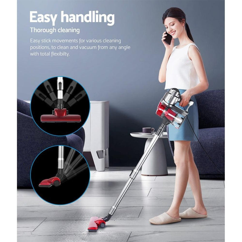 Devanti Corded Handheld Bagless Vacuum Cleaner - Red and Silver - John Cootes