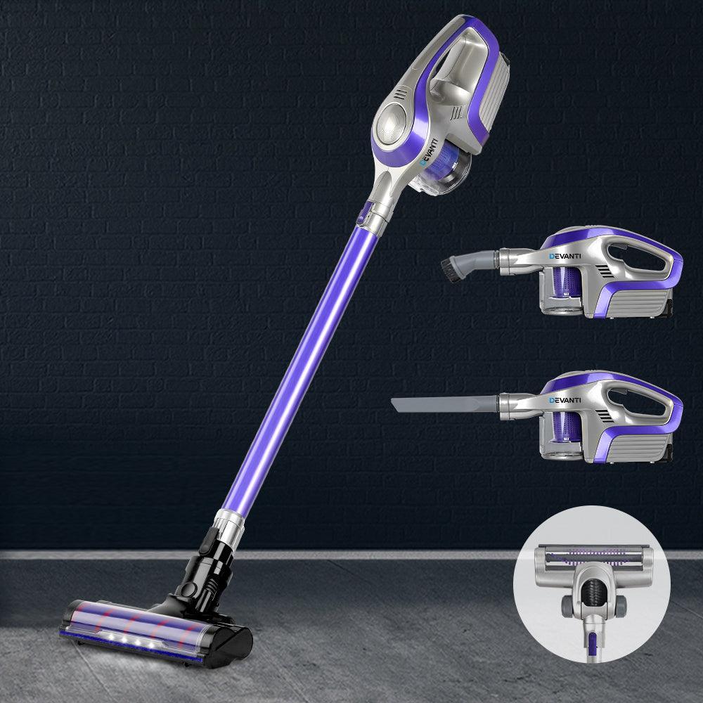 Devanti Cordless 150W Handstick Vacuum Cleaner - Purple and Grey - John Cootes