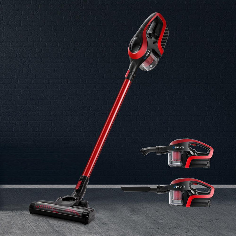 Devanti Cordless Stick Vacuum Cleaner - Black and Red - John Cootes