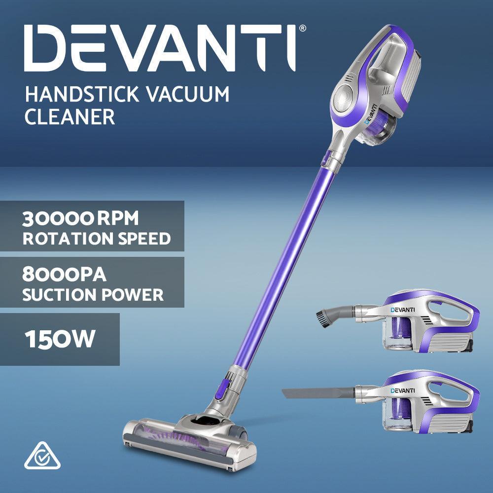 Devanti Cordless Stick Vacuum Cleaner - Purple & Grey - John Cootes