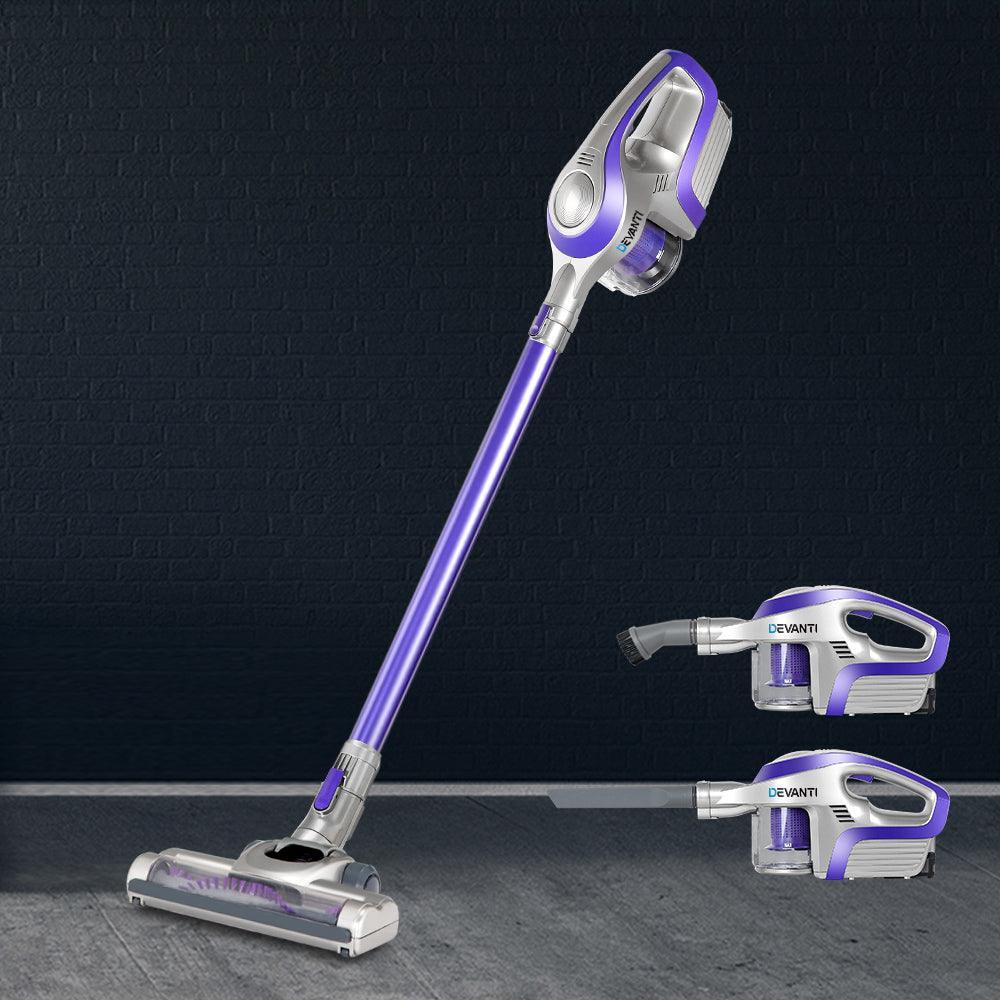 Devanti Cordless Stick Vacuum Cleaner - Purple & Grey - John Cootes