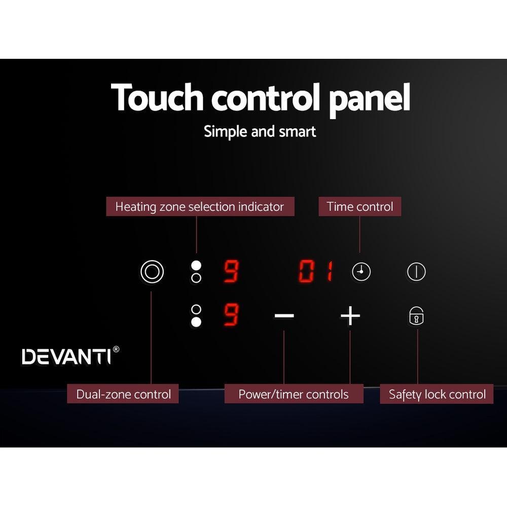 Devanti Electric Ceramic Cooktop 30cm Kitchen Cooker Cook Top Hob Touch Control 3-Zones - John Cootes