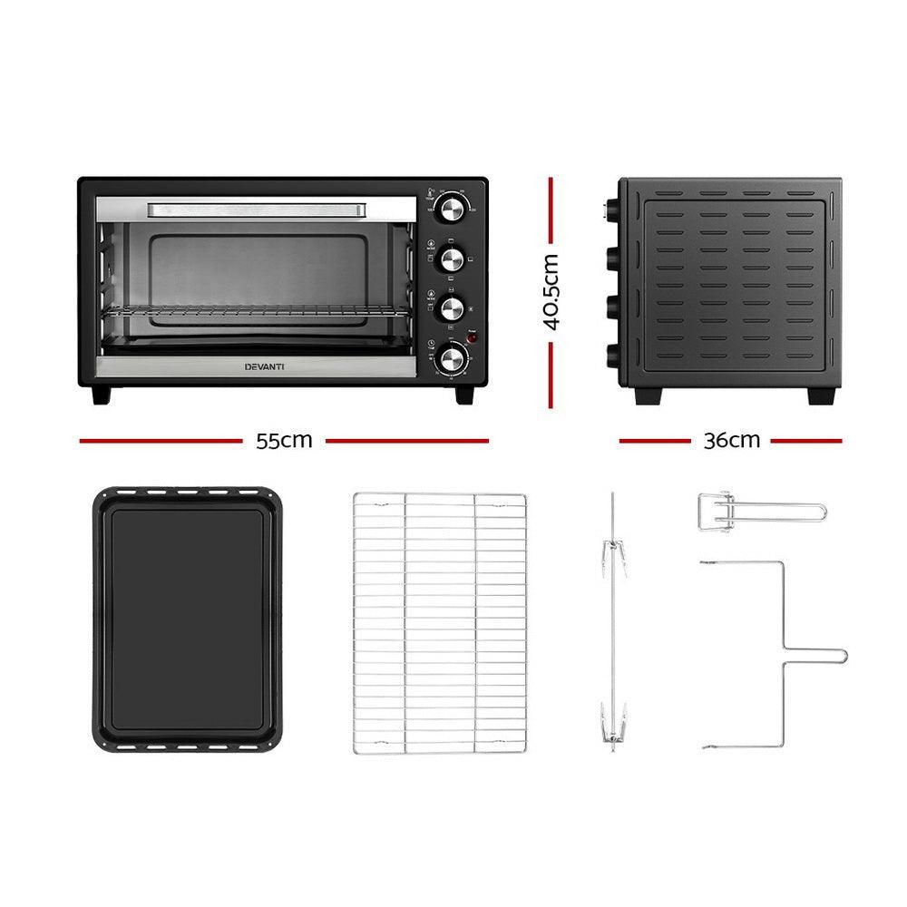 Devanti Electric Convection Oven Bake Benchtop Rotisserie Grill 45L - John Cootes