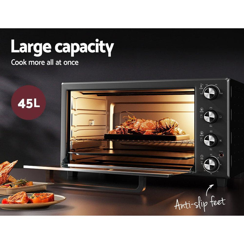 Devanti Electric Convection Oven Bake Benchtop Rotisserie Grill 45L - John Cootes