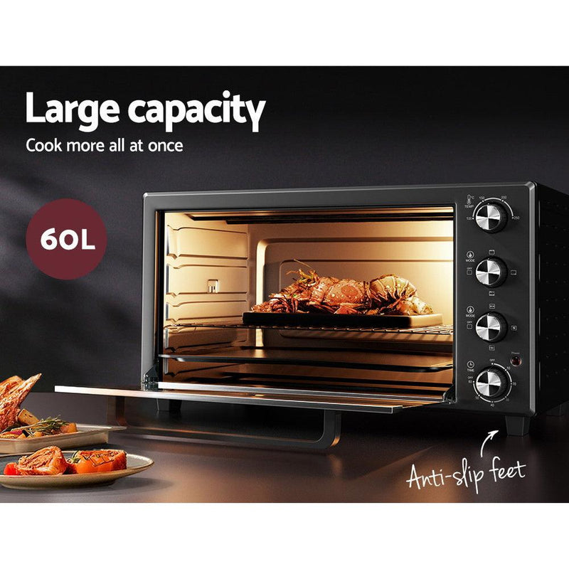 Devanti Electric Convection Oven Bake Benchtop Rotisserie Grill 60L - John Cootes