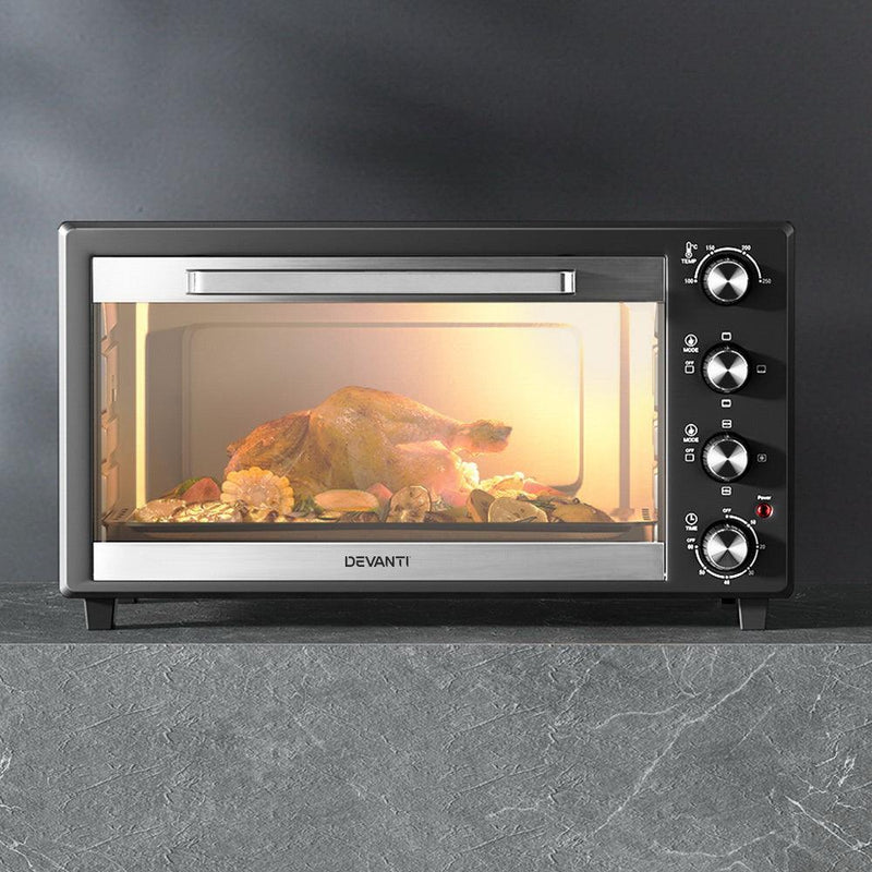 Devanti Electric Convection Oven Bake Benchtop Rotisserie Grill 60L - John Cootes