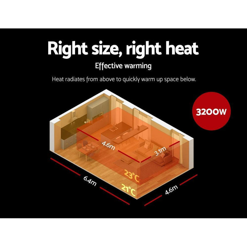 Devanti Electric Infrared Radiant Strip Heater 3200W Panel Heat Bar Remote Control - John Cootes