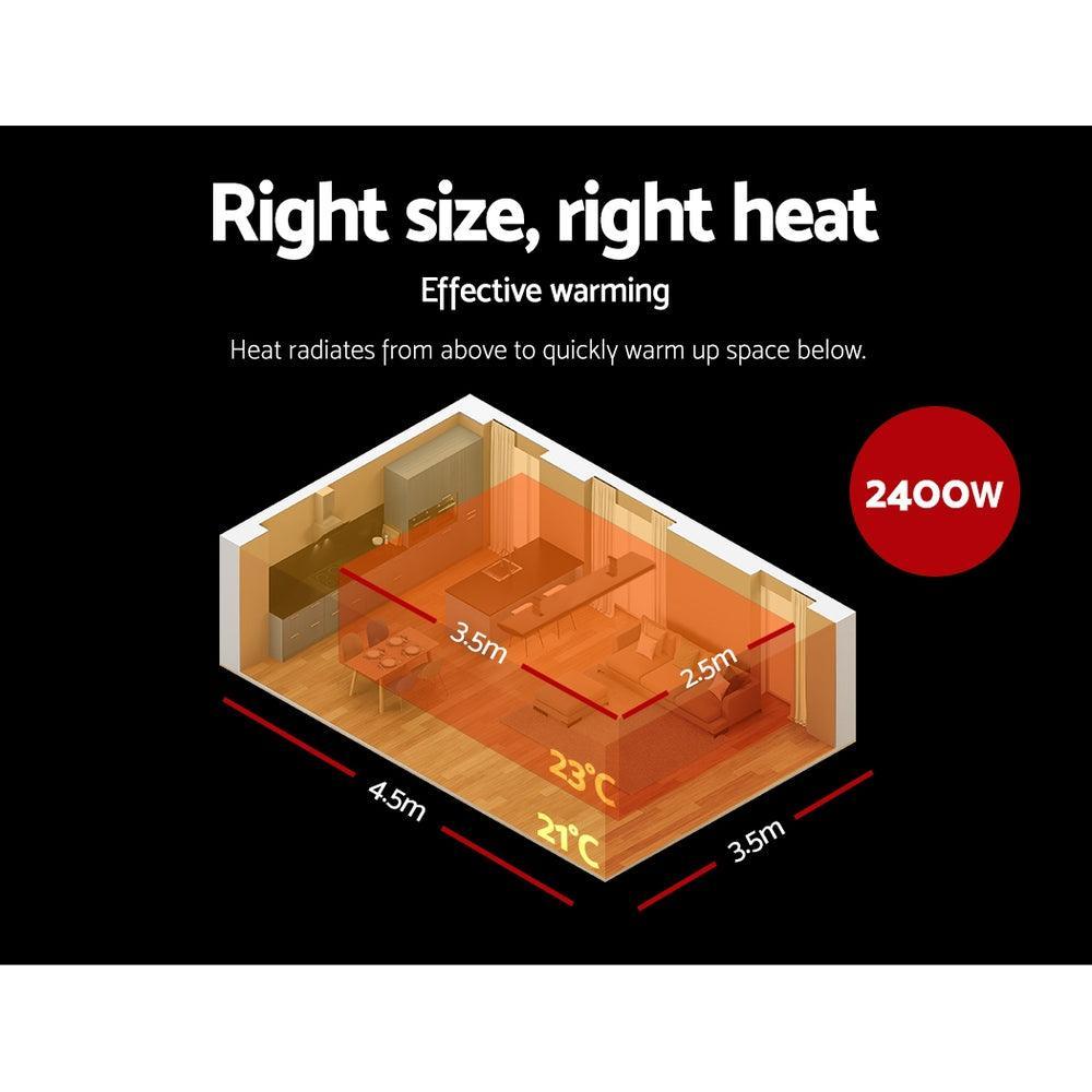 Devanti Electric Infrared Radiant Strip Heater Panel Heat Remote Control 2400W - John Cootes