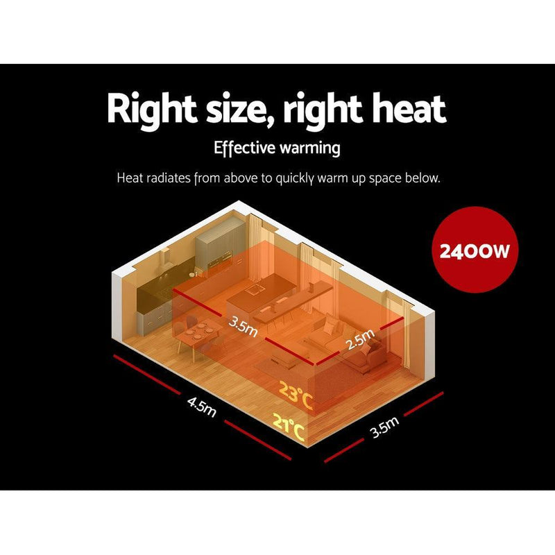 Devanti Electric Infrared Radiant Strip Heater Panel Heat Remote Control 2400W - John Cootes