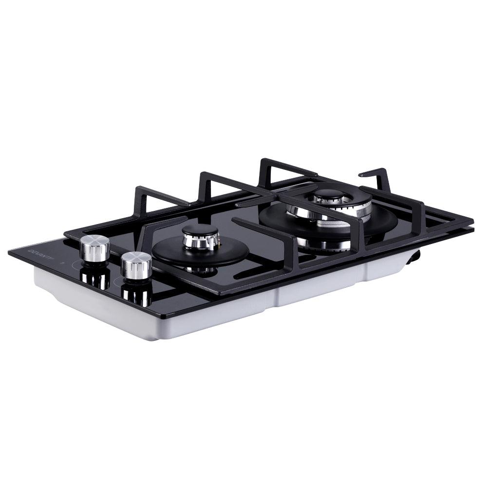 Devanti Gas Cooktop 30cm Gas Stove Cooker 2 Burner Cook Top Konbs NG LPG Black - John Cootes