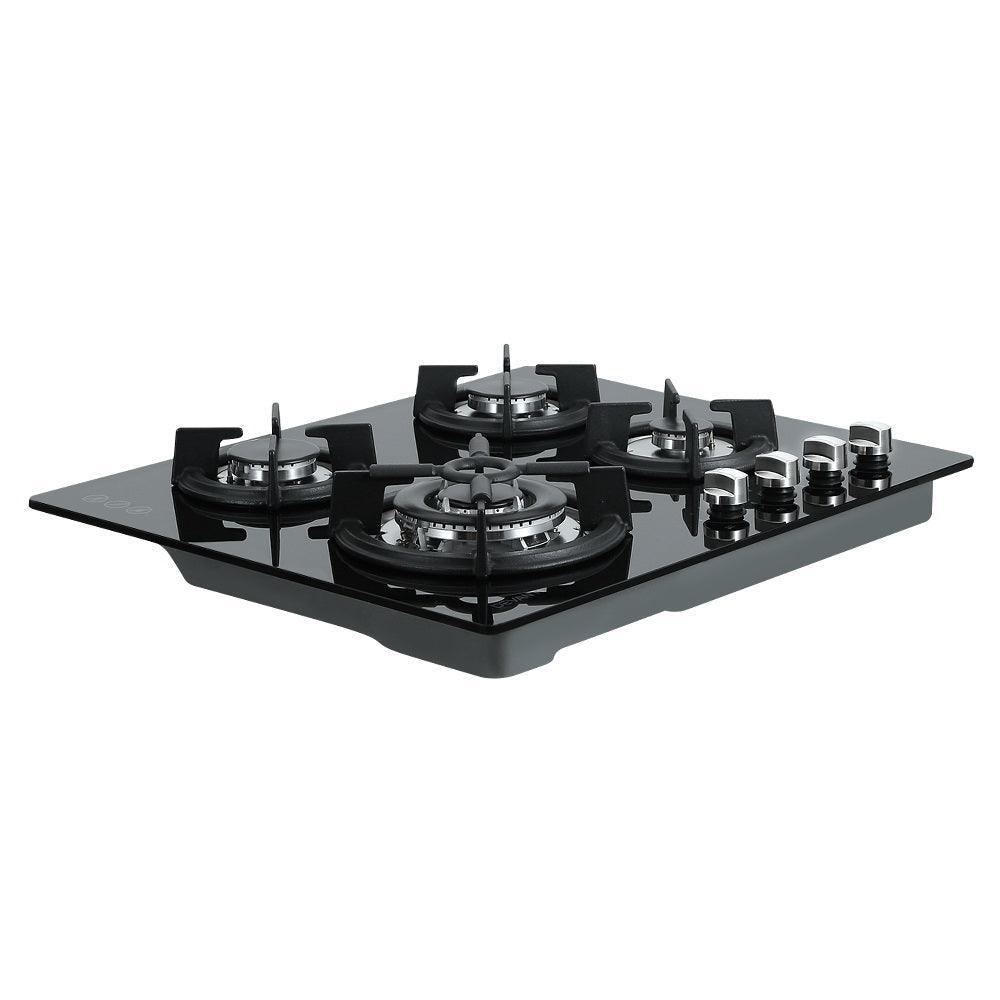 Devanti Gas Cooktop 60cm 4 Burner Ceramic Glass Cook Top Stove Hob Cooker LPG NG Black - John Cootes