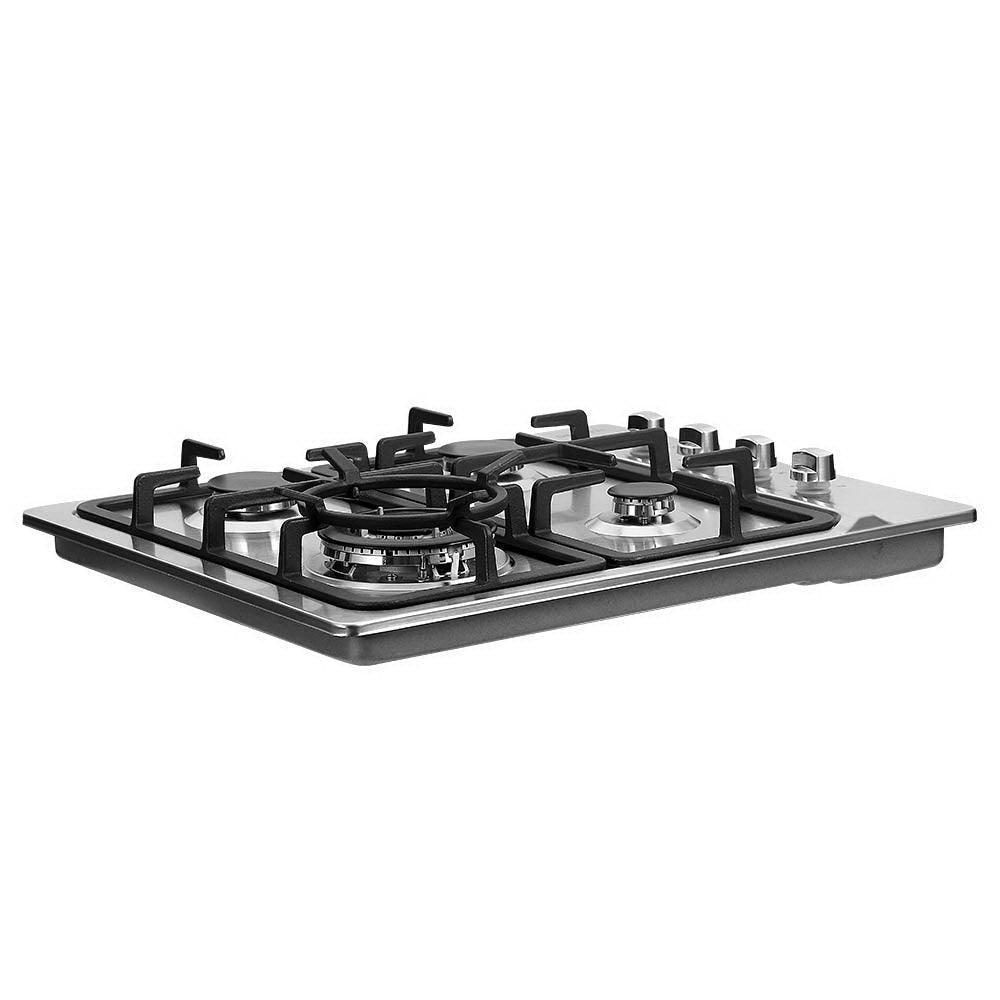 Devanti Gas Cooktop 60cm Kitchen Stove 4 Burner Cook Top NG LPG Stainless Steel Silver - John Cootes