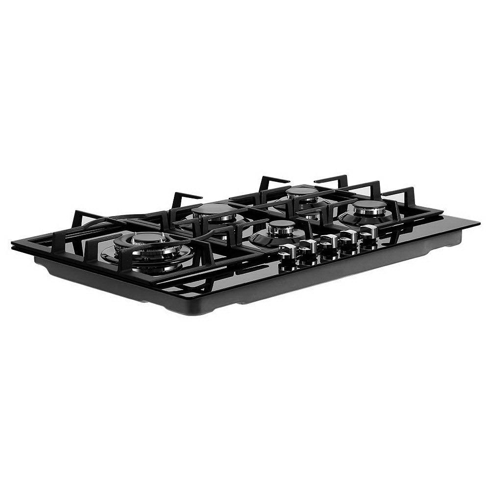 Devanti Gas Cooktop 90cm 5 Burner Stove Hob Cooker Kitchen NG LPG Black Glass - John Cootes