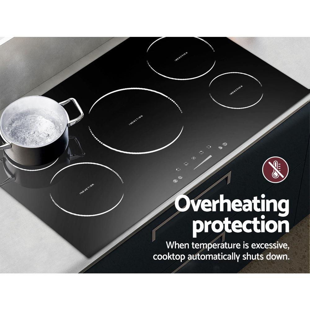 Devanti Induction Cooktop 90cm Ceramic Glass 5 Stove Top - John Cootes