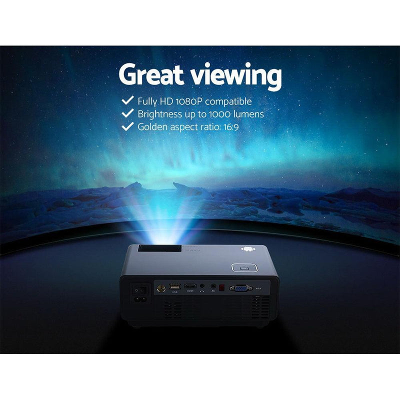Devanti Mini Video Projector Wifi USB Portable 1000 Lumens HD 1080P Home Theater - John Cootes