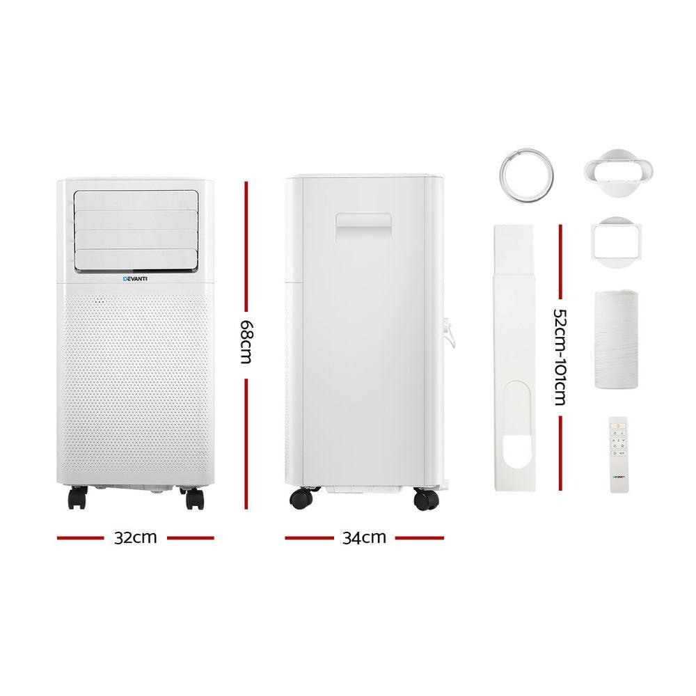 Devanti Portable Air Conditioner Cooling Mobile Fan Cooler Dehumidifier White 2000W - John Cootes