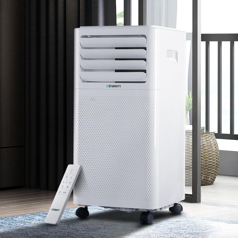 Devanti Portable Air Conditioner Cooling Mobile Fan Cooler Dehumidifier White 2000W - John Cootes