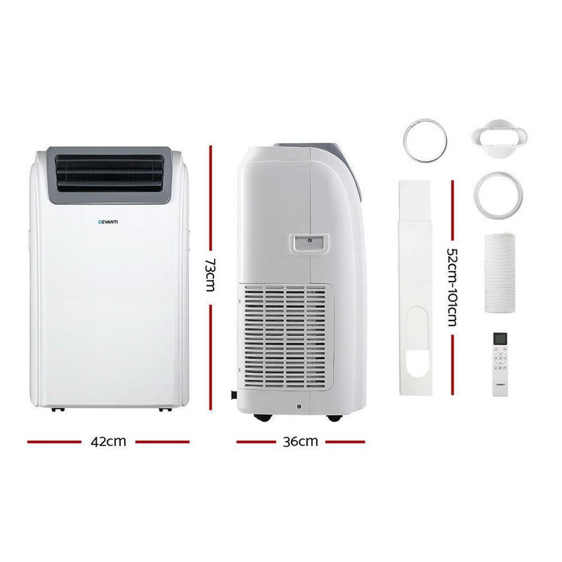 Devanti Portable Air Conditioner Cooling Mobile Fan Cooler Dehumidifier Window Kit White 3300W - John Cootes