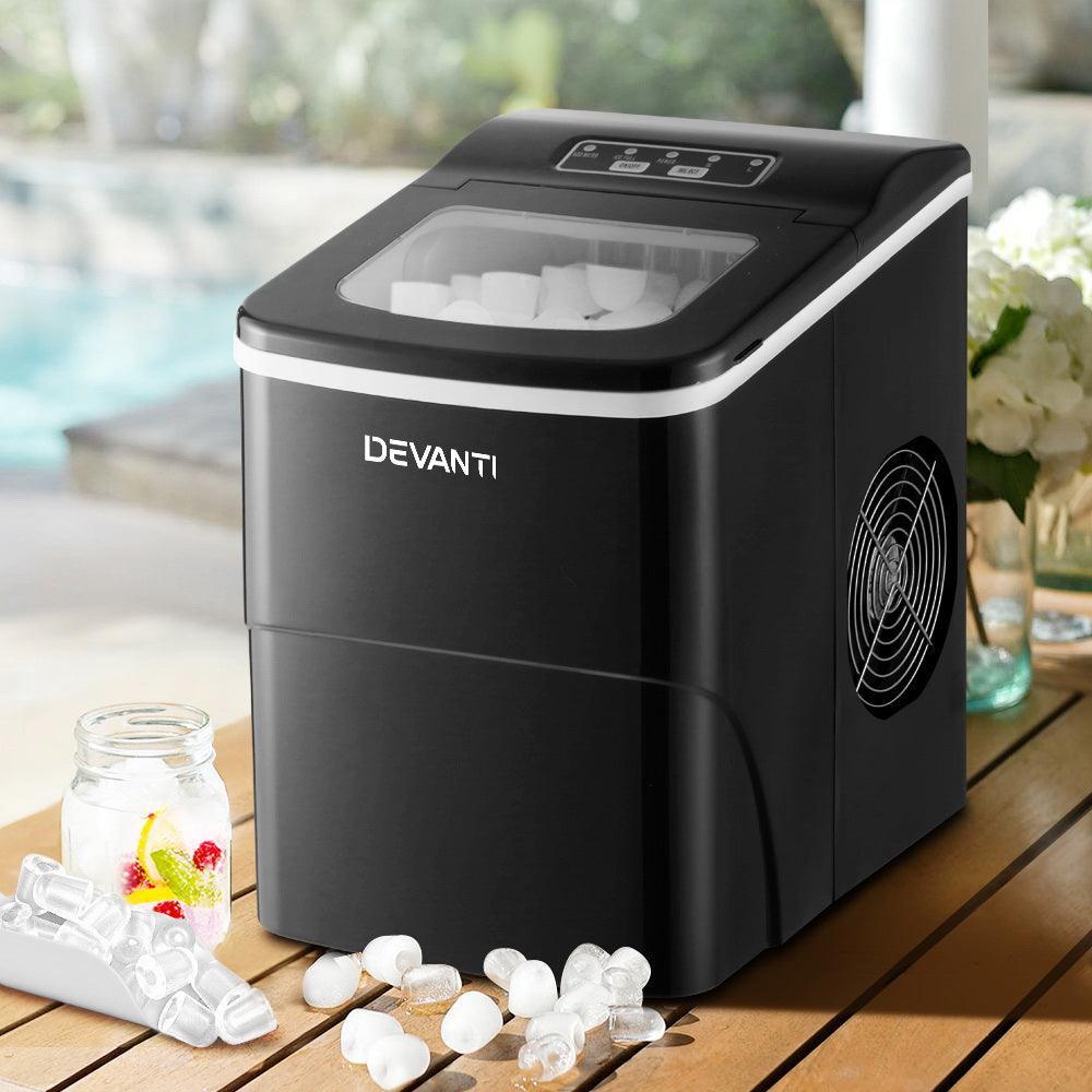 DEVANTi Portable Ice Cube Maker Machine 2L Home Bar Benchtop Easy Quick Black - John Cootes