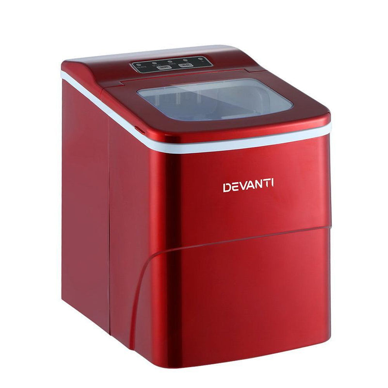 DEVANTi Portable Ice Cube Maker Machine 2L Home Bar Benchtop Easy Quick Red - John Cootes