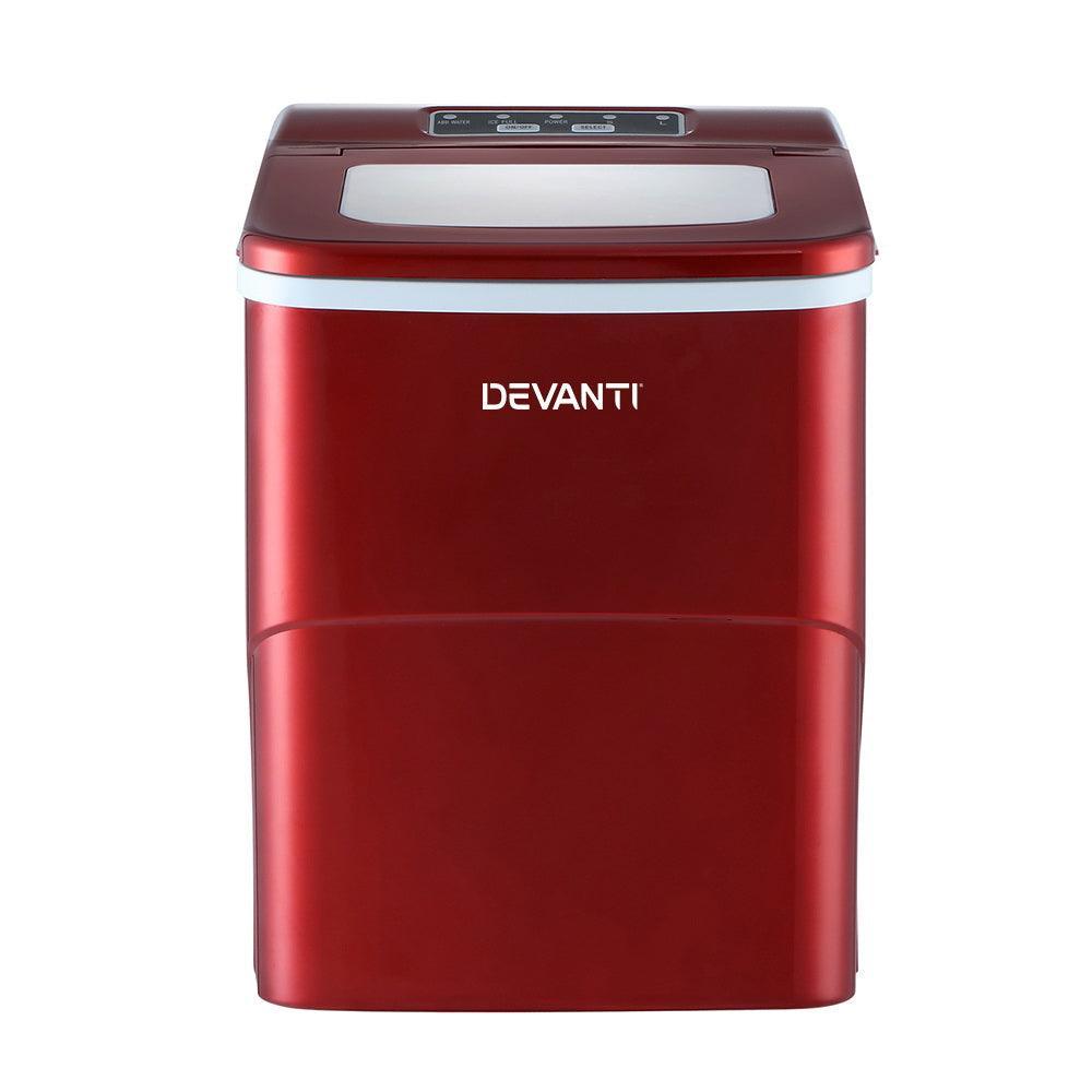 DEVANTi Portable Ice Cube Maker Machine 2L Home Bar Benchtop Easy Quick Red - John Cootes