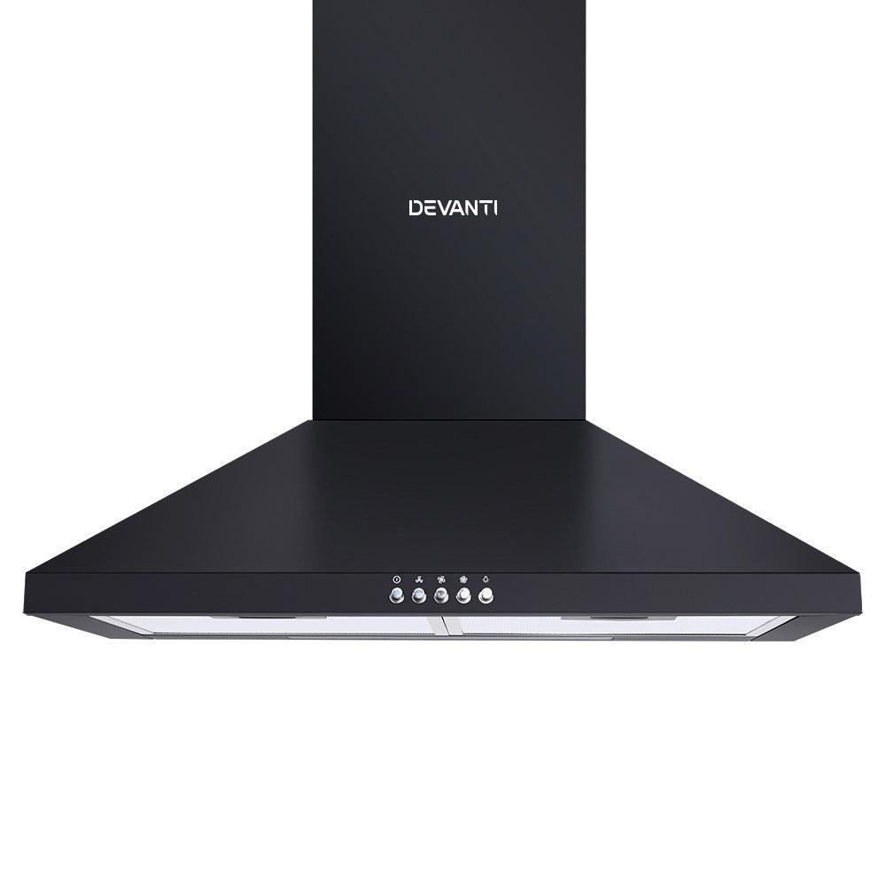 Devanti Pyramid Range Hood Rangehood 600mm 60cm Kitchen Canopy Black - John Cootes