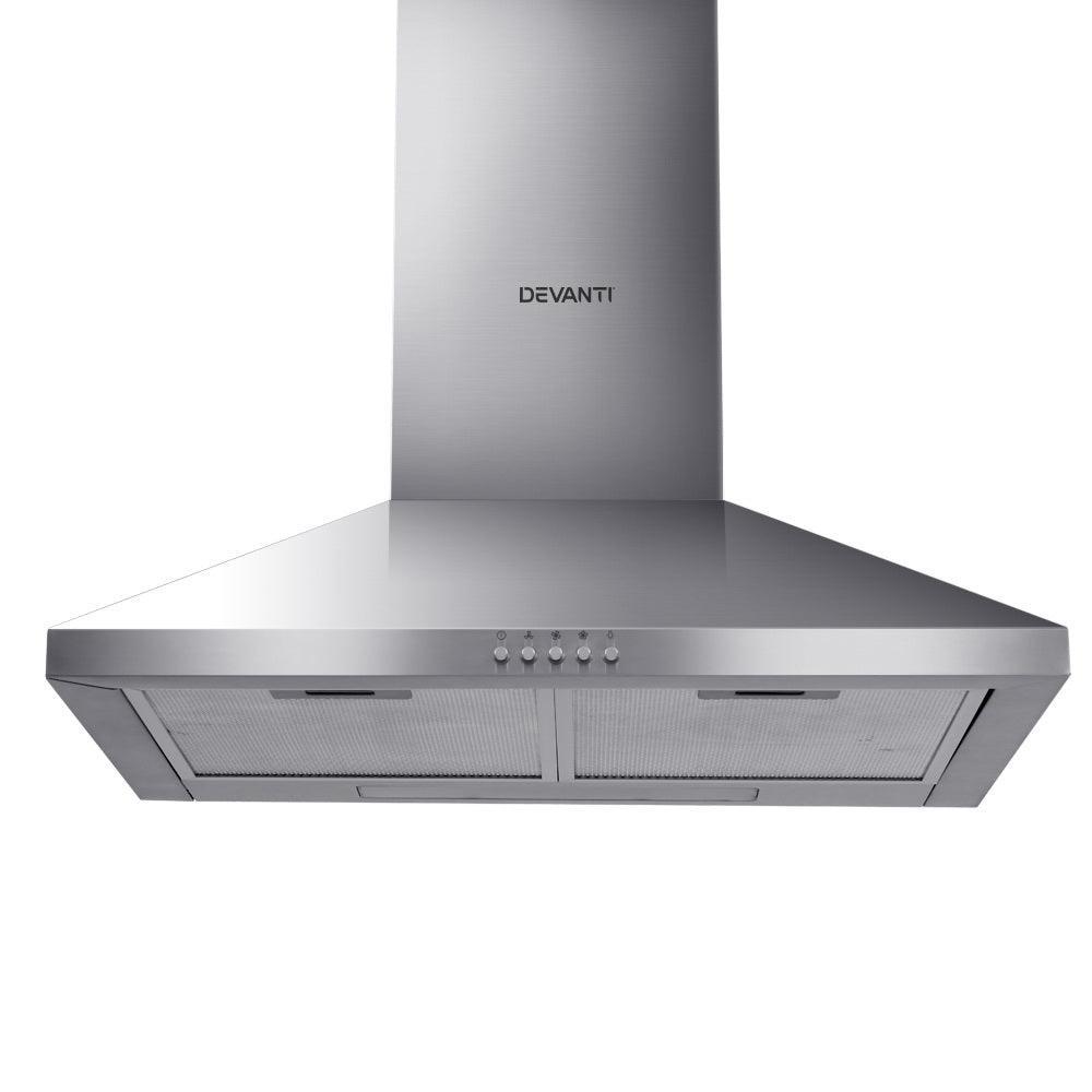 Devanti Range Hood 60cm 600mm Kitchen Canopy Stainless Steel Rangehood Wall Mount - John Cootes