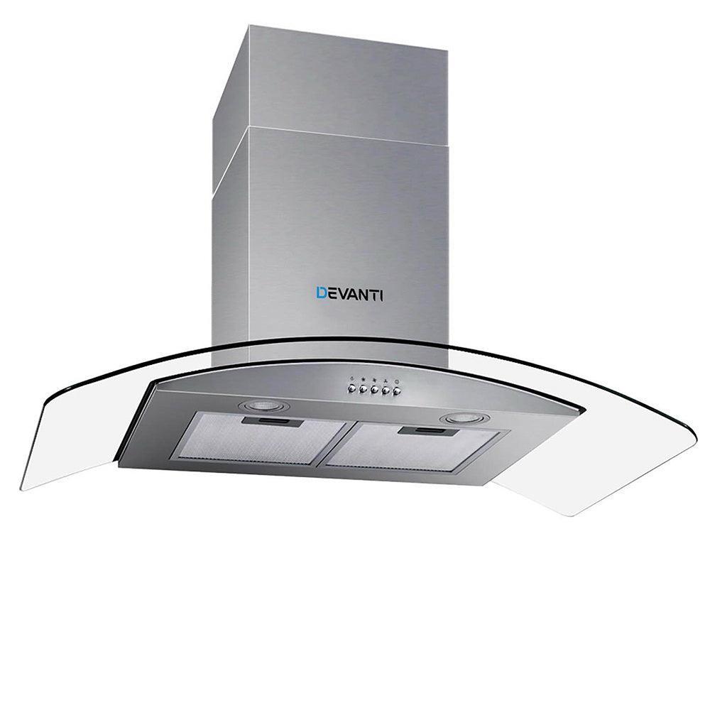 Devanti Range Hood 900mm Rangehood Kitchen Stainless Glass Canopy 90cm - John Cootes