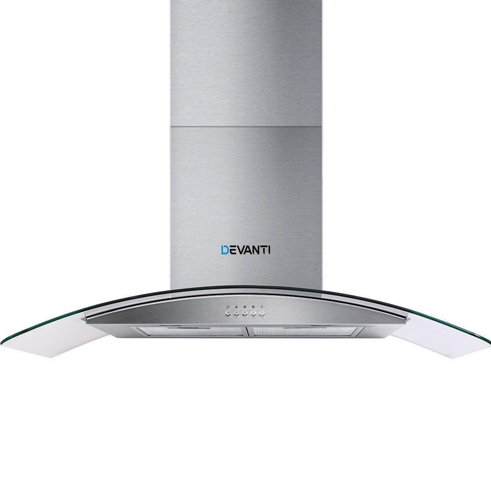 Devanti Range Hood 900mm Rangehood Kitchen Stainless Glass Canopy 90cm - John Cootes