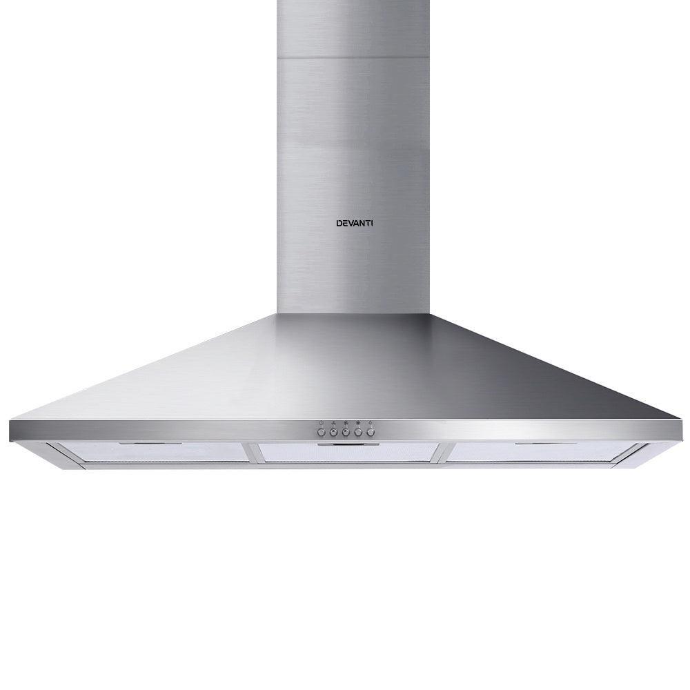 Devanti Range Hood 90cm 900mm Kitchen Canopy Stainless Steel Rangehood Wall Mount - John Cootes