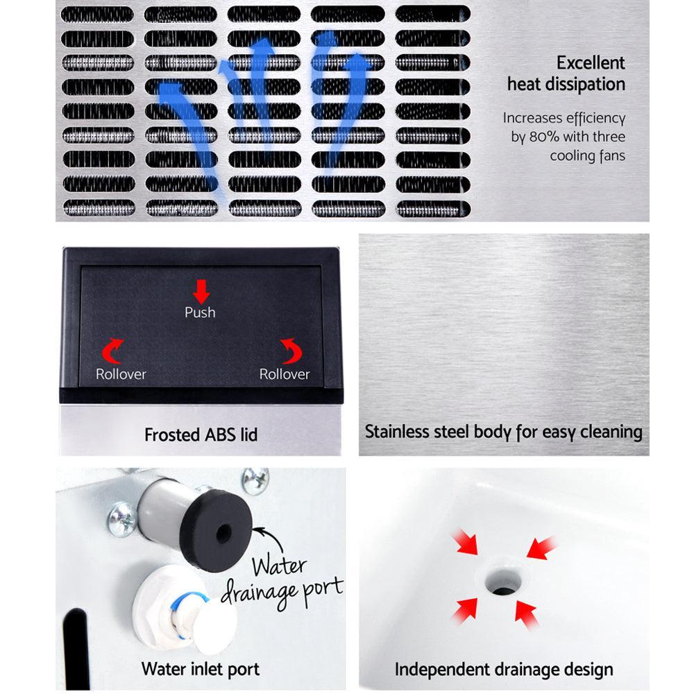 Devanti Stainless Steel Commercial Ice Cube Maker - John Cootes