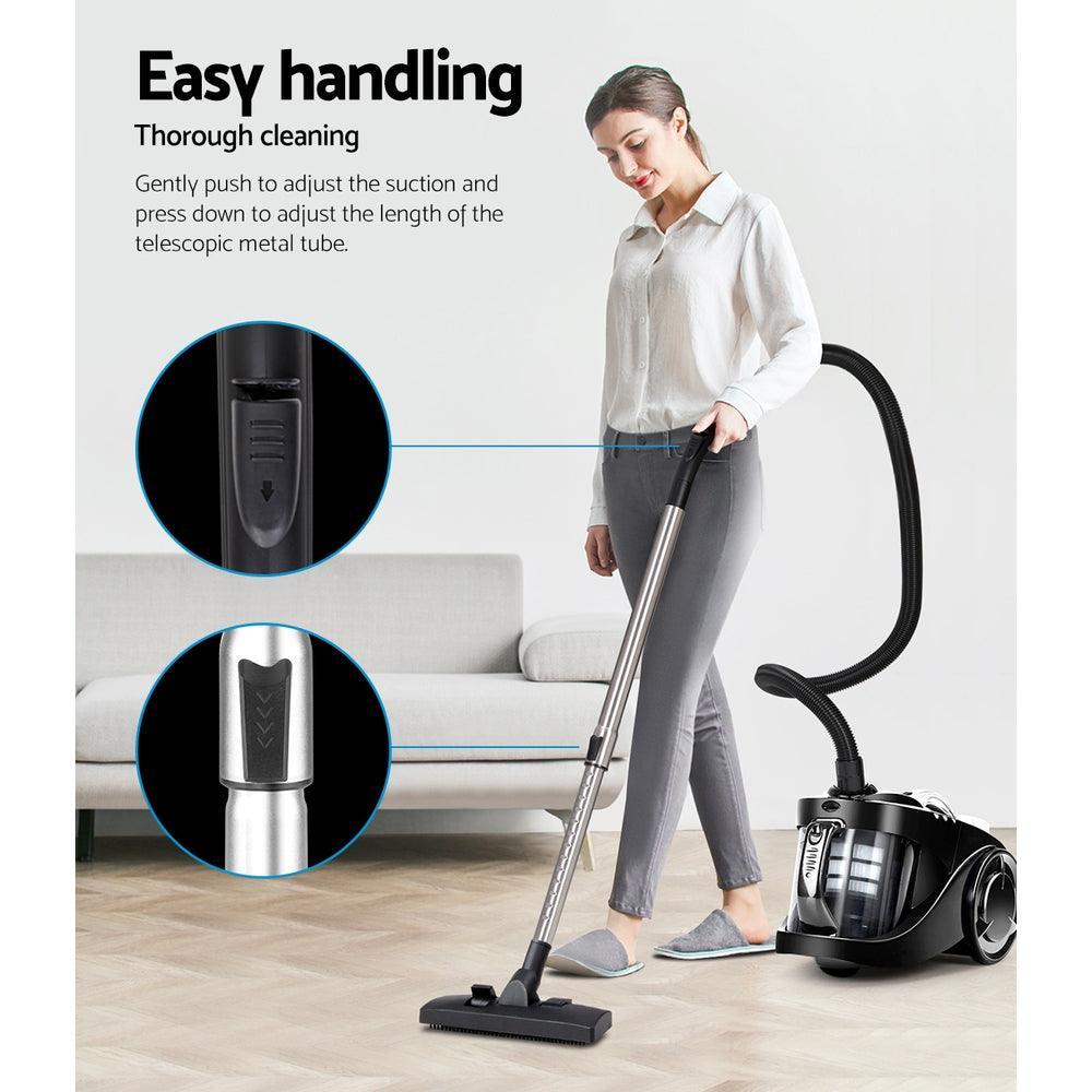 Devanti Vacuum Cleaner Bagless Cyclone Cyclonic Vac Home Office Car 2200W Black - John Cootes