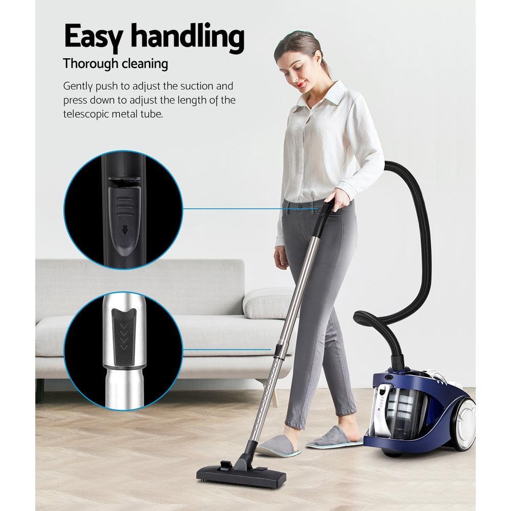 Devanti Vacuum Cleaner Bagless Cyclone Cyclonic Vac Home Office Car 2200W Blue - John Cootes