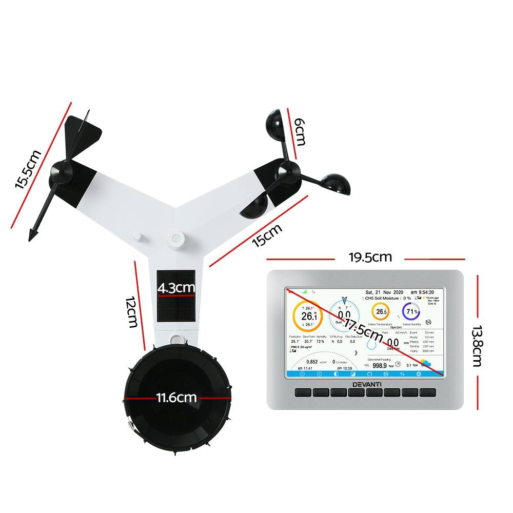 Devanti Weather Station Indoor Outdoor Wireless WiFi Rain Gauge Anemometer Solar - John Cootes