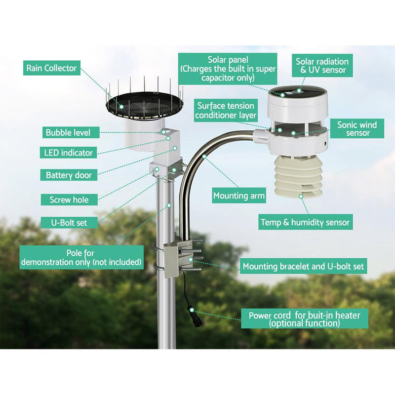 Devanti Weather Station Ultrasonic Anemometer Outdoor WiFi Rain Gauge Solar - John Cootes