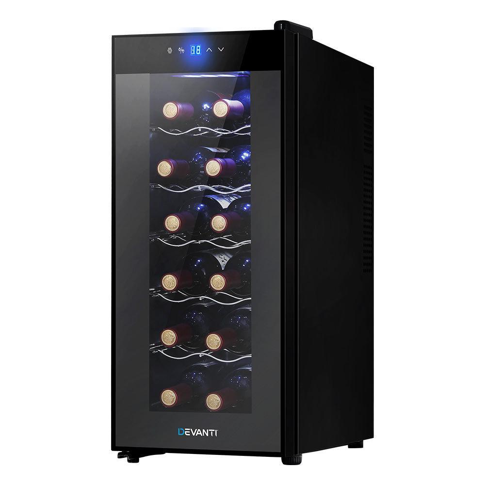 Devanti Wine Cooler 12 Bottle Thermoelectric Fridge Storage Chiller - John Cootes