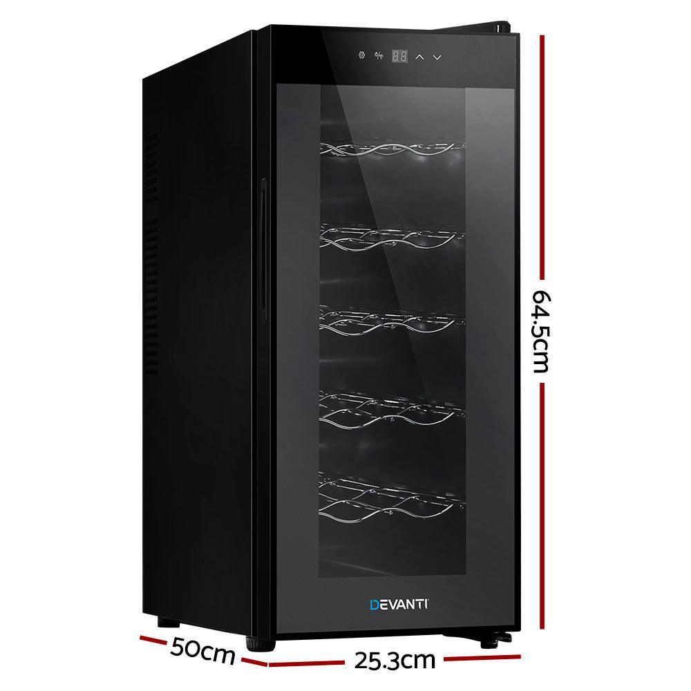 Devanti Wine Cooler 12 Bottle Thermoelectric Fridge Storage Chiller - John Cootes